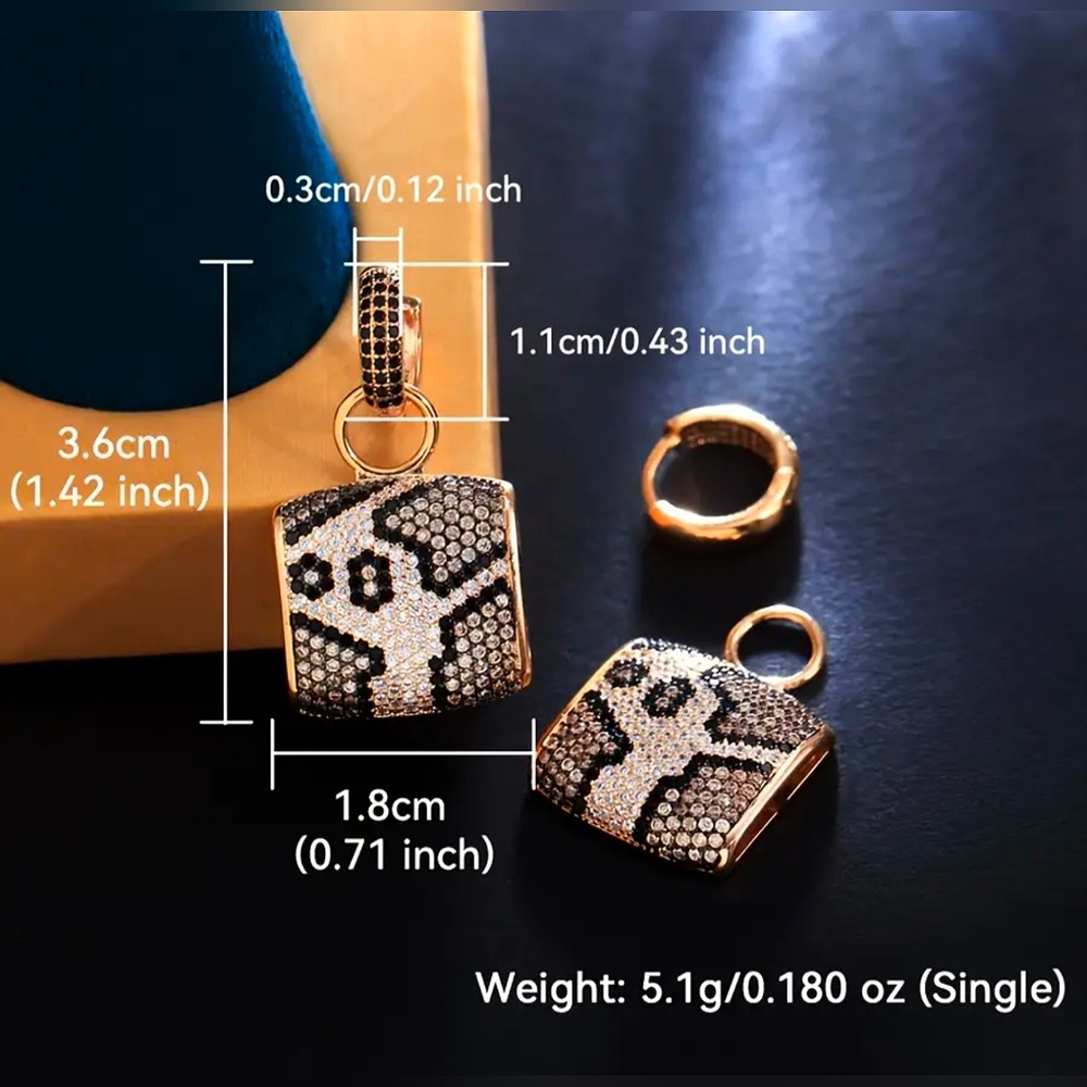 Leopard Pattern CZ Multi-Use Earrings - Picture 2 of 6